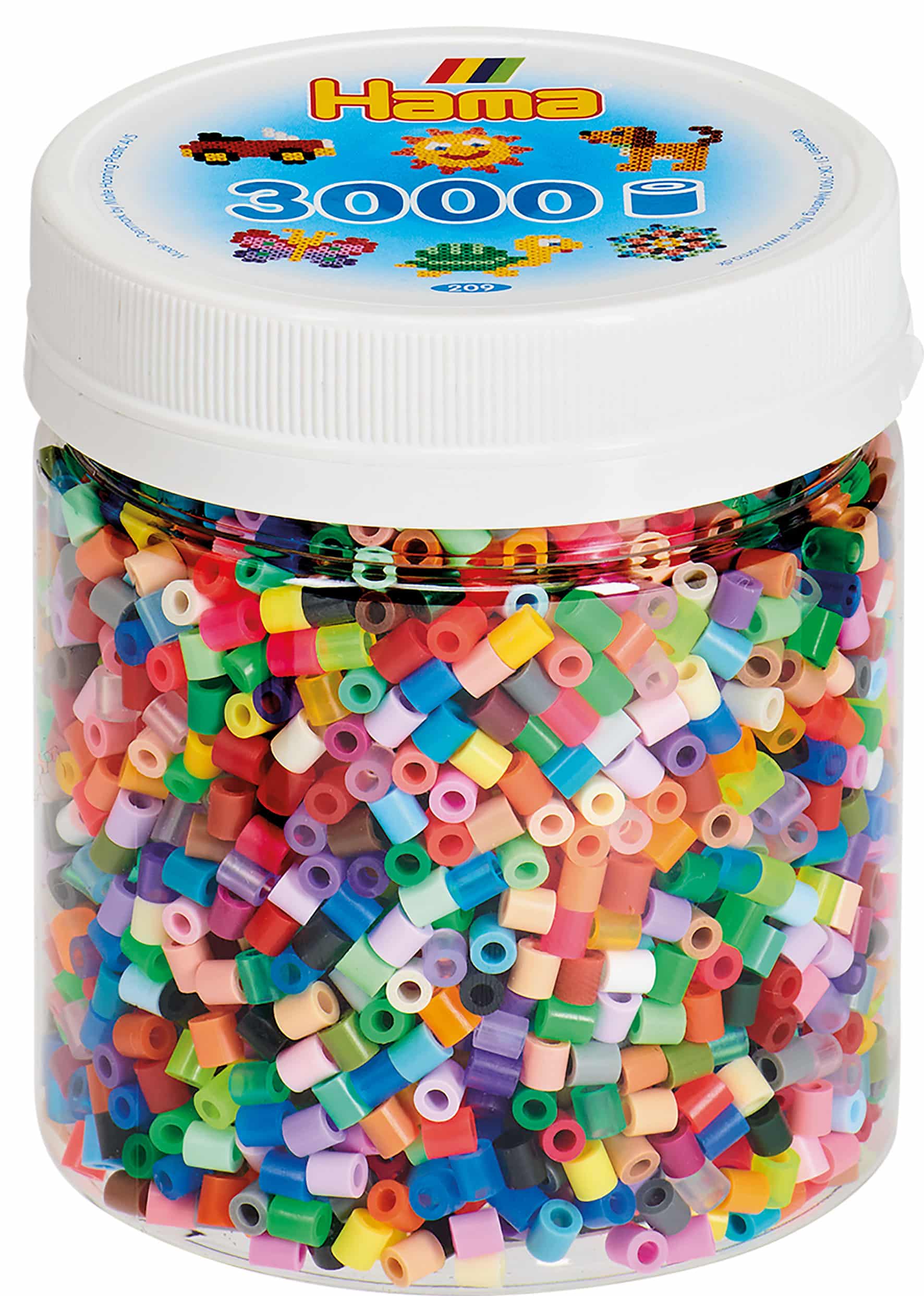 5: Hama perler - Bæger med 3000 stk - mix farver - Midi