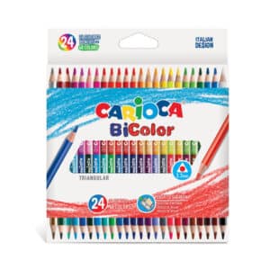 Carioca Bicolor 24 farveblyanter med trekantede 3,3mm stifter og 48 farver.