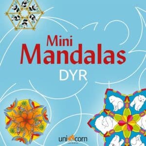 Forside af Mini Mandalas Dyr malebog med farverige dyremotiver.