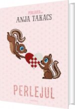 "Perlebog 'Perlejul' af Anja Takacs med motiv af egern der holder julehjerte."