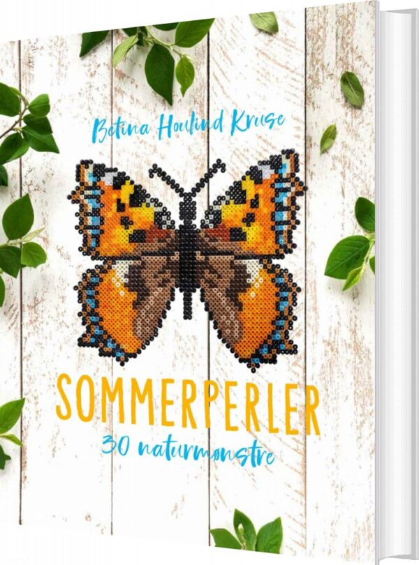 Forside af "Sommerperler" perlebog af Betina Houlind med sommerfuglmotiv.