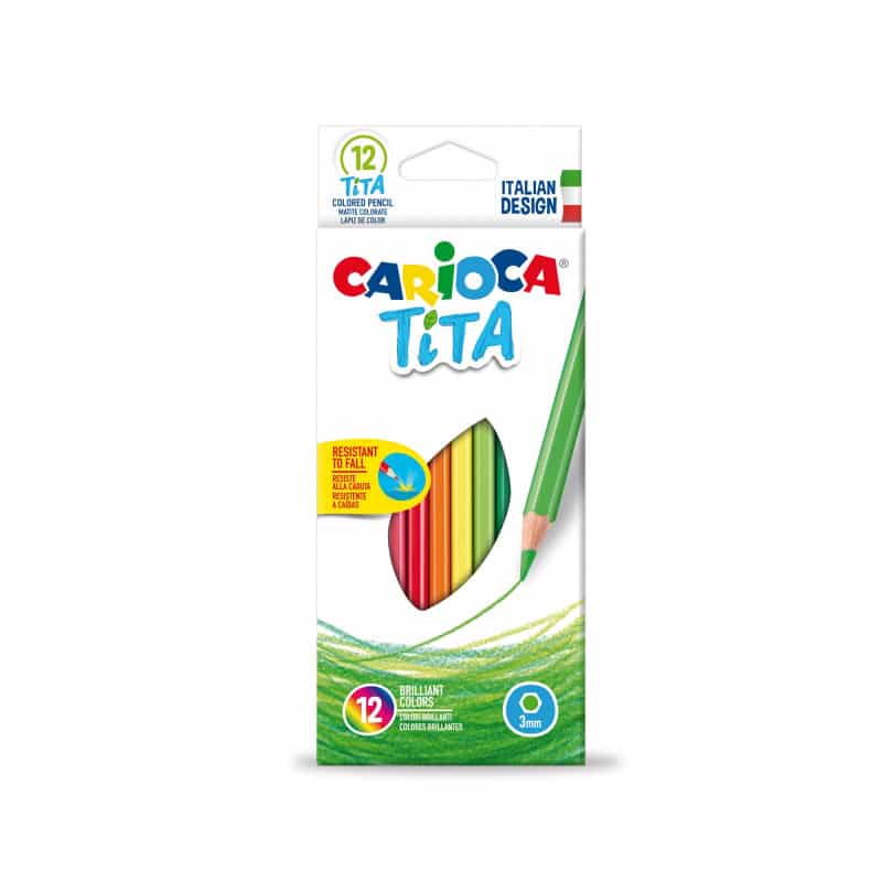 Farveblyanter fra Carioca - Trekantet 3mm 12 stk. (Tita)