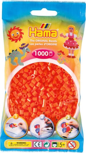 Hama Midi Perler pakke med 1000 stk orange perler (207-04).