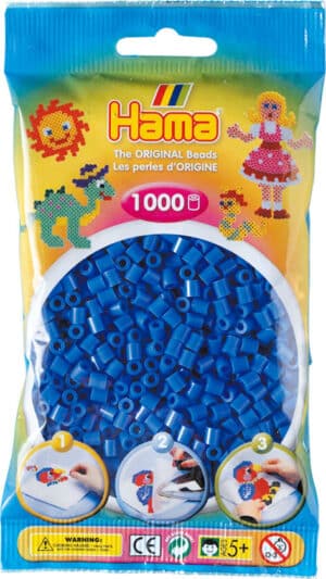Hama Midi Perler pakke med 1000 stk i lys blå farve.