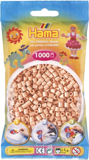Hama Perler Midi i pose med 1000 stk mat rosa perler (207-26).