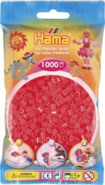 Hama Perler pakke med 1000 neon røde Midi perler (207-35) for kreativ leg.