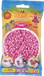 Hama Midi Perler 1000 stk i pastel pink, pakke forside med eksempler på perleprojekter.