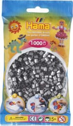 Hama Midi Perler pakke med 1000 sølvfarvede perler.