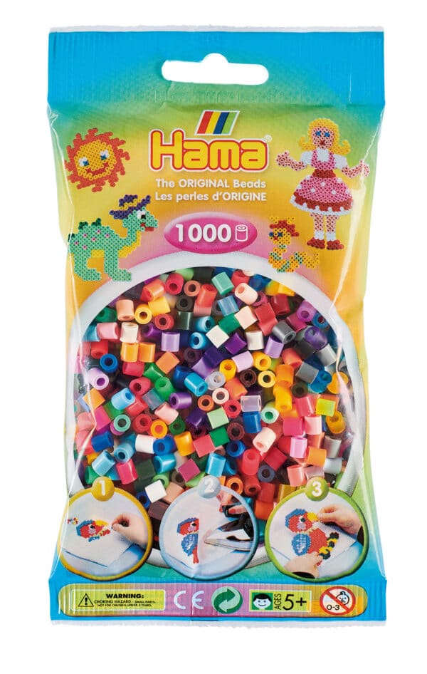 Hama Midi Perler mix 68 med 1000 stk i emballage.