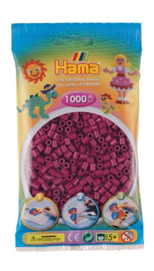 Hama Midi Perler 1000 stk i farven blomme - pakke forside.
