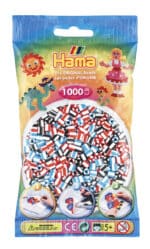 Hama Midi perlepose med 1000 stribede perler i blandede farver.