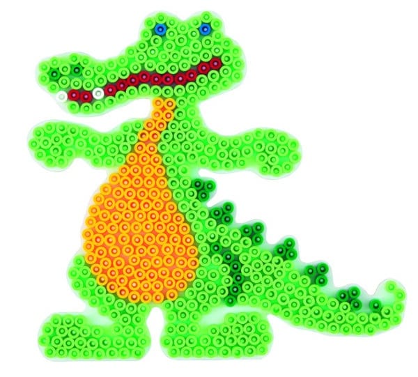 Hama Midi Perleplade i form af en farverig krokodille på hvid baggrund.