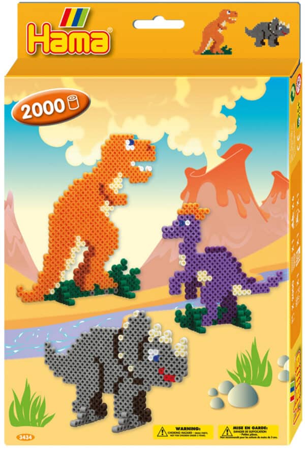 Hama Midi Perlesæt Dino-world med 2.000 perler til kreativ leg.