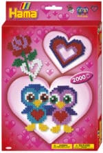 Hama Midi Perlesæt med fugle og hjerter, Kærlighed Ophængsæske med 2.000 perler.
