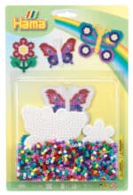 Hama Midi Perlesæt med sommerfugl og blomster tema, indeholder 1100 perler og 2 perleplader.