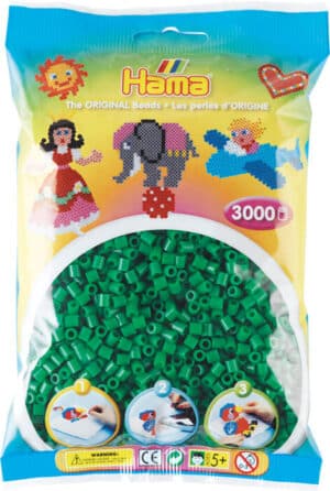Pose af Hama Midi Perler pakke med 3000 grønne perler.
