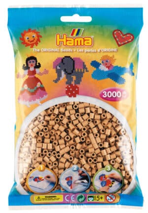 Pose Hama Midi Perler pakke med 3000 stk i farven lys nougat.