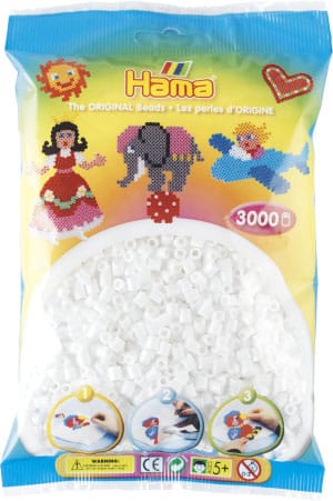 Hama Midi Perler pakke med 3000 hvide perler.