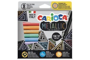 Carioca Metallic filtpenne med fin spids i metalfarver, pakke med 8 styk.