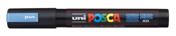 Uni Posca PC-5M metallisk blå tuschpen for kreativ brug.