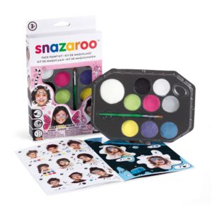 Snazaroo ansigtsmalingssæt i pink emballage med 10 farver og guide.
