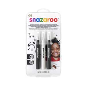 Snazaroo ansigtsmaling i sort og hvid med penselapplikator.