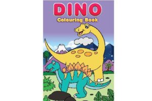Forside af Malebog Dinosaur A4 med farverige tegninger af dinosaurer.