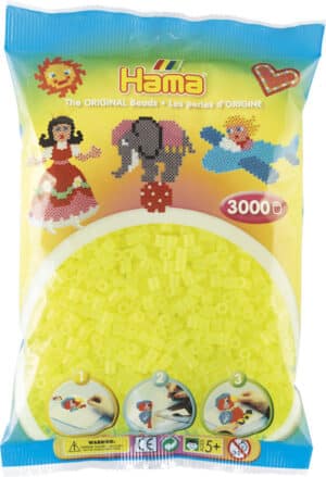 Hama Perler Neon gul Midi pakke med 3000 stk til kreative projekter.