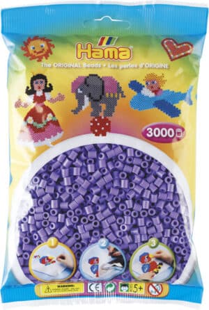 Hama Midi Perler pakke med 3000 pastel lilla perler.