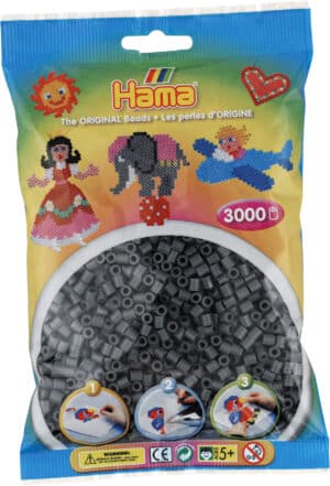 Hama Perler Midi 3000 stk i mørkegrå, kreativt legetøj til børn.