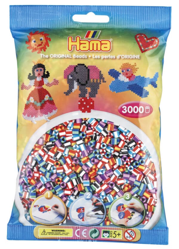 Posepakke Hama Midi Perler 3000 stk Mix 90 striber til kreativ leg.