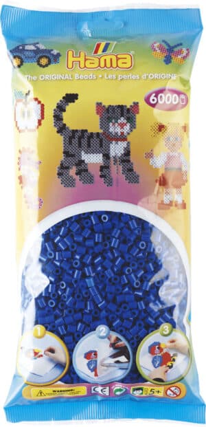 Hama Midi Perler pakke med 6000 blå perler til kreativ udfoldelse.