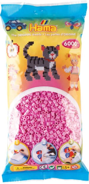 Hama Perler Pastel Pink Midi 205-48 pose med 6000 stk til kreativ leg.