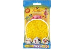 Hama Midi Perler pakke med 1000 transparente gule perler.
