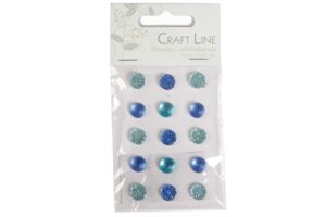 Craft Line selvklæbende blå rhinsten 10mm i emballage.