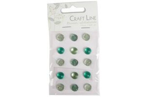 Craft Line grønne selvklæbende rhinsten, 10mm, 15 stk pakning.
