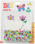 Hama Midi Perlesæt med sommerfugl og blomst, 1.100 perler og 2 perleplader.