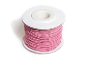 Rulle med lyserød elastiksnor 1,2mm x 25m til perleprojekter.