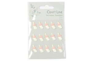 Hvid stofsticker sutteflasker med lyserød kant fra Craft Line, 15 selvklæbende stk.