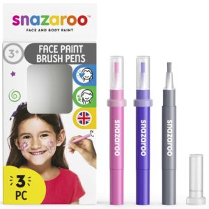 Snazaroo ansigtsmaling pensler i pink, lilla og sølv, velegnet til børn.