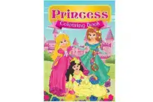 A4 Prinsesse Malebog med tre prinsesser foran et slot.
