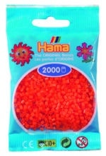 Hama Mini Perler i orange, 2.000 stk, til kreativt perlearbejde.