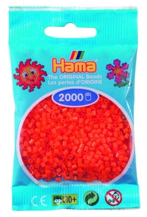 Hama Mini Perler i orange, 2.000 stk, til kreativt perlearbejde.