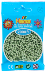 Hama Mini Perler i off-grøn farve, pakke med 2.000 stk., model 501-101, til kreative projekter.