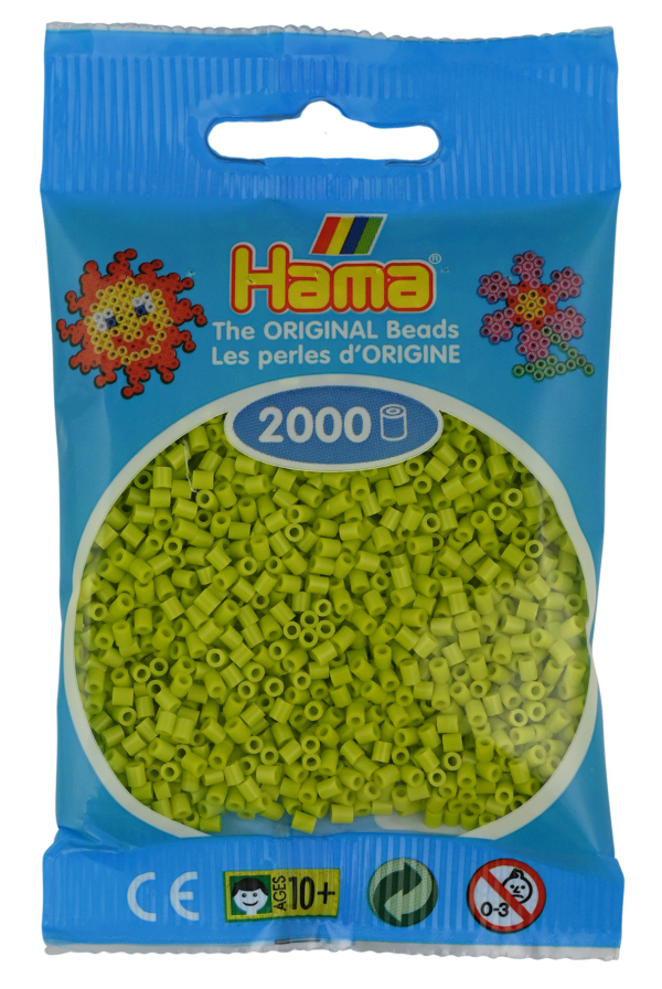 Hama Mini Perler lime, 2.000 stk pakke.