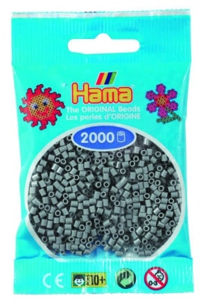 Hama Mini Perler 2.000 stk grå i pakke.