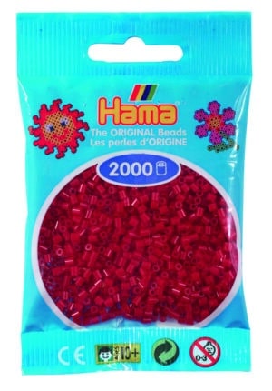 Hama Mini Perler, 2.000 stk mørkerød i plastpose, model 501-22.