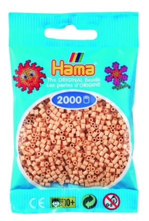 Hama Mini Perler 2.000 stk i beige nuance i en plastpose.