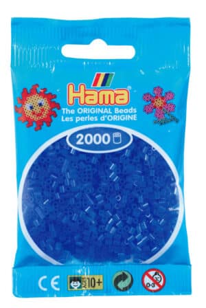 Hama Mini Perler 2.000 stk neon blå i emballage.