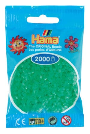 Hama Mini Perler, 2.000 stk neon grøn, i pakke.